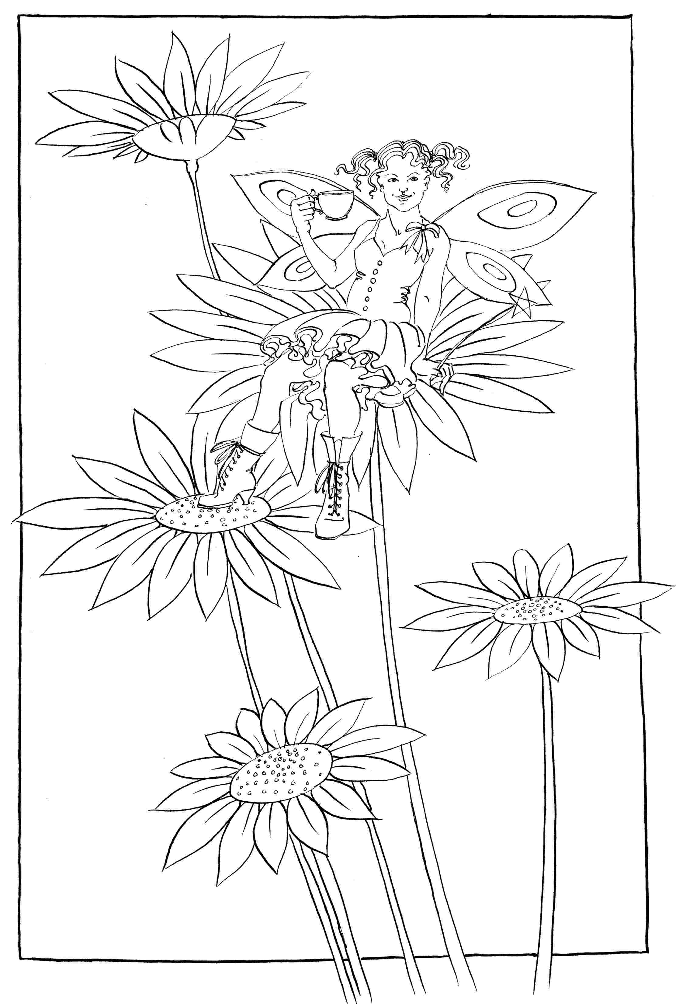 Daisy Boots - colouring-in drawing - to download, right click and save, print out and colour in!