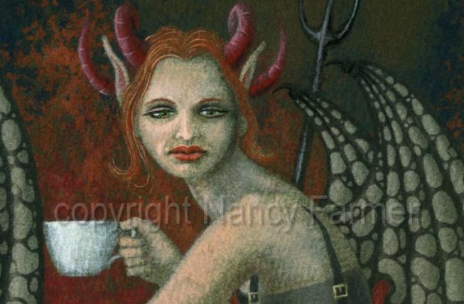 devils tea party - detail - painting and artwork by Nancy Farmer