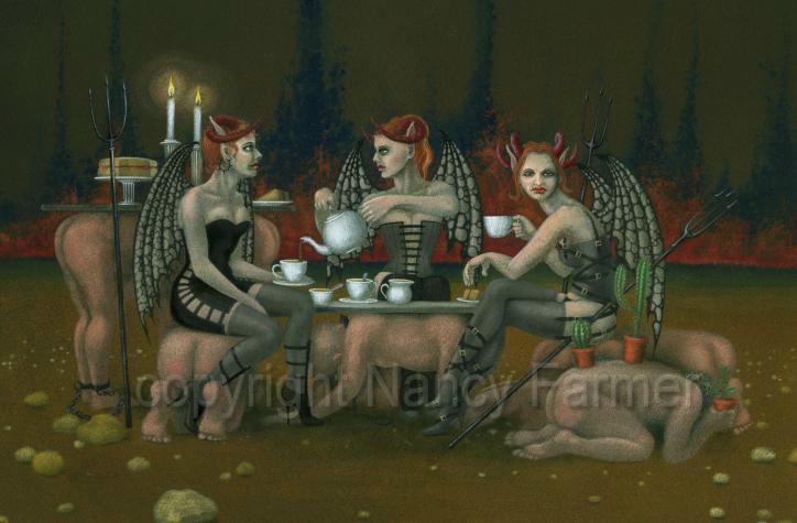 devils tea party - painting and artwork by Nancy Farmer