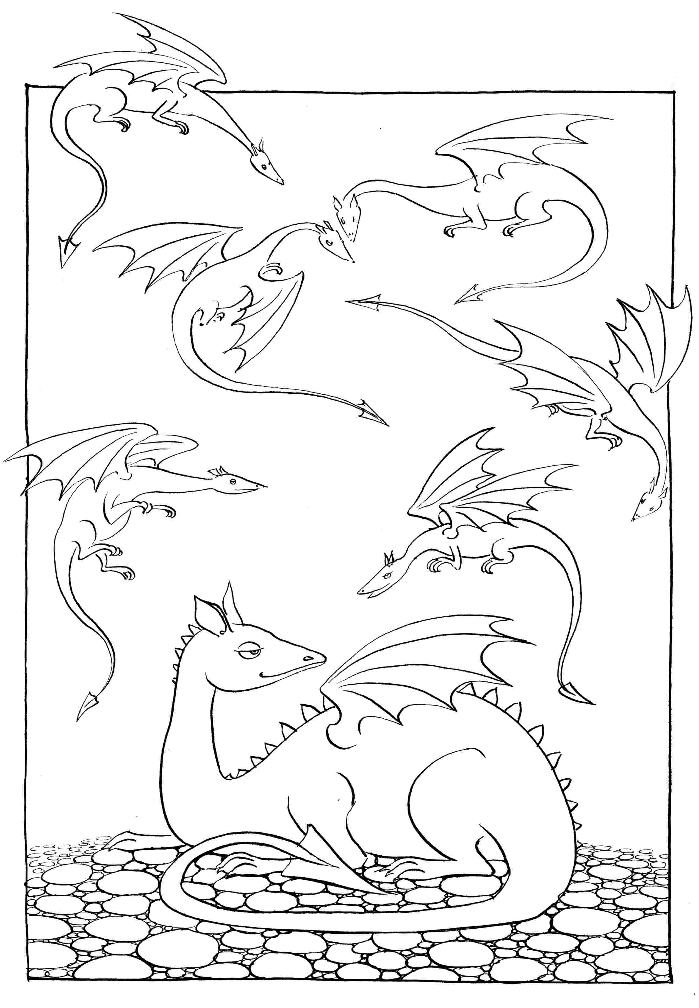 Dragon Babies - colouring-in drawing - to download, right click and save, print out and colour in!