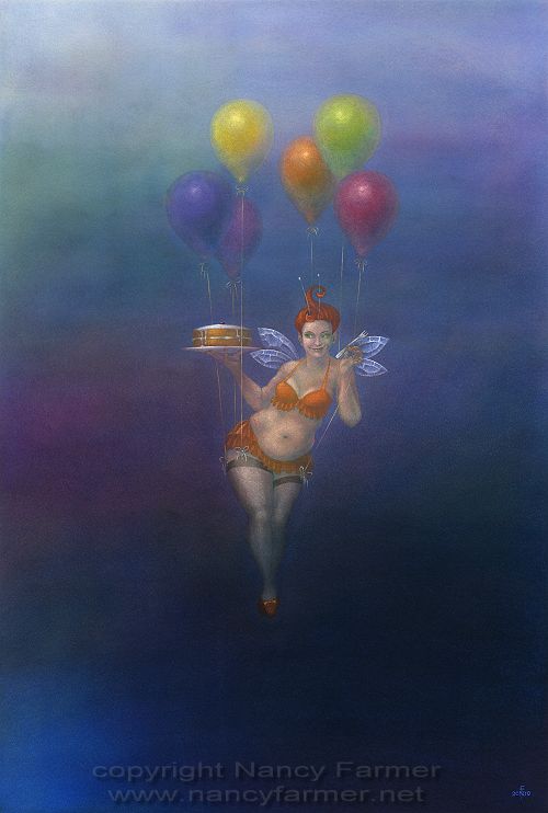 Fairy Cakes II - painting in gouache by Nancy Farmer