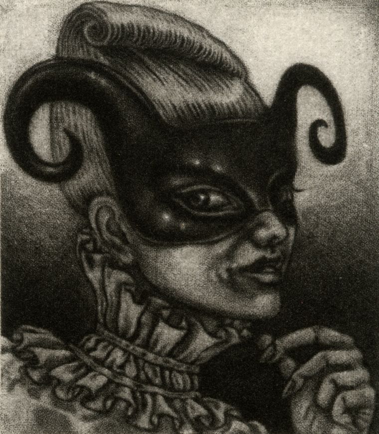 close-up of mezzotint print