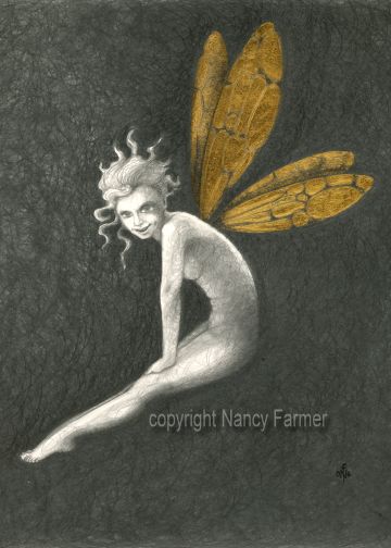 Gold Fairy 2 - drawing by nancy Farmer