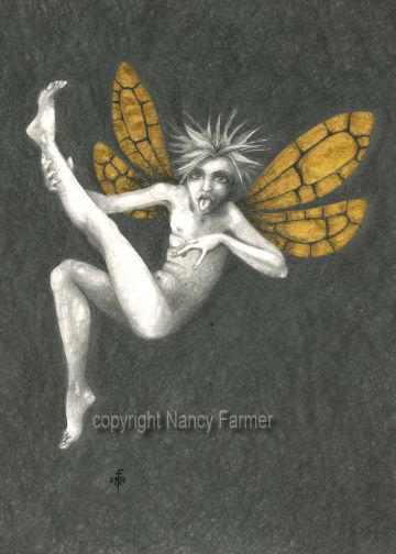 Gold Fairy 6 - drawing by nancy Farmer