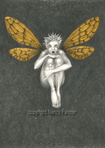 Gold Fairy 7 - drawing by nancy Farmer
