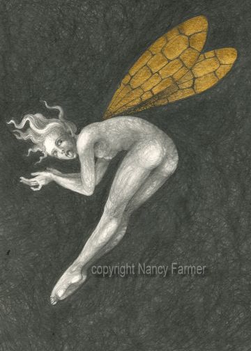 Gold Fairy 10 - drawing by nancy Farmer