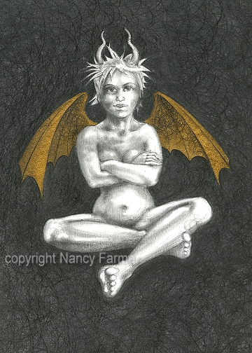 Gold Fairy 18 - drawing by nancy Farmer