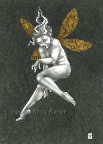 Gold Fairy 19 - drawing by nancy Farmer