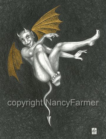 Gold Fairy 27 - drawing by nancy Farmer