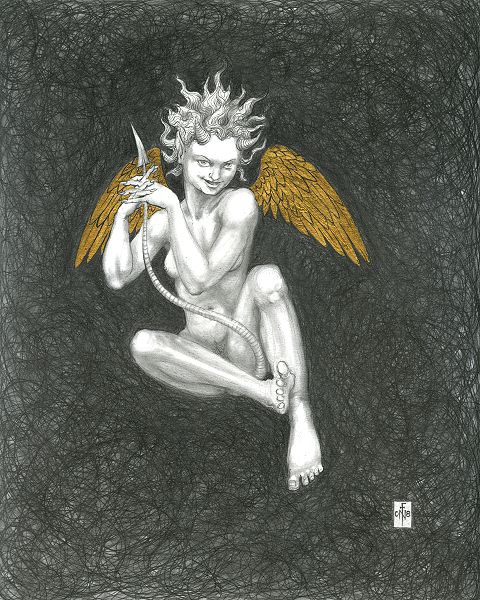 Gold Fairy 46 - drawing by nancy Farmer