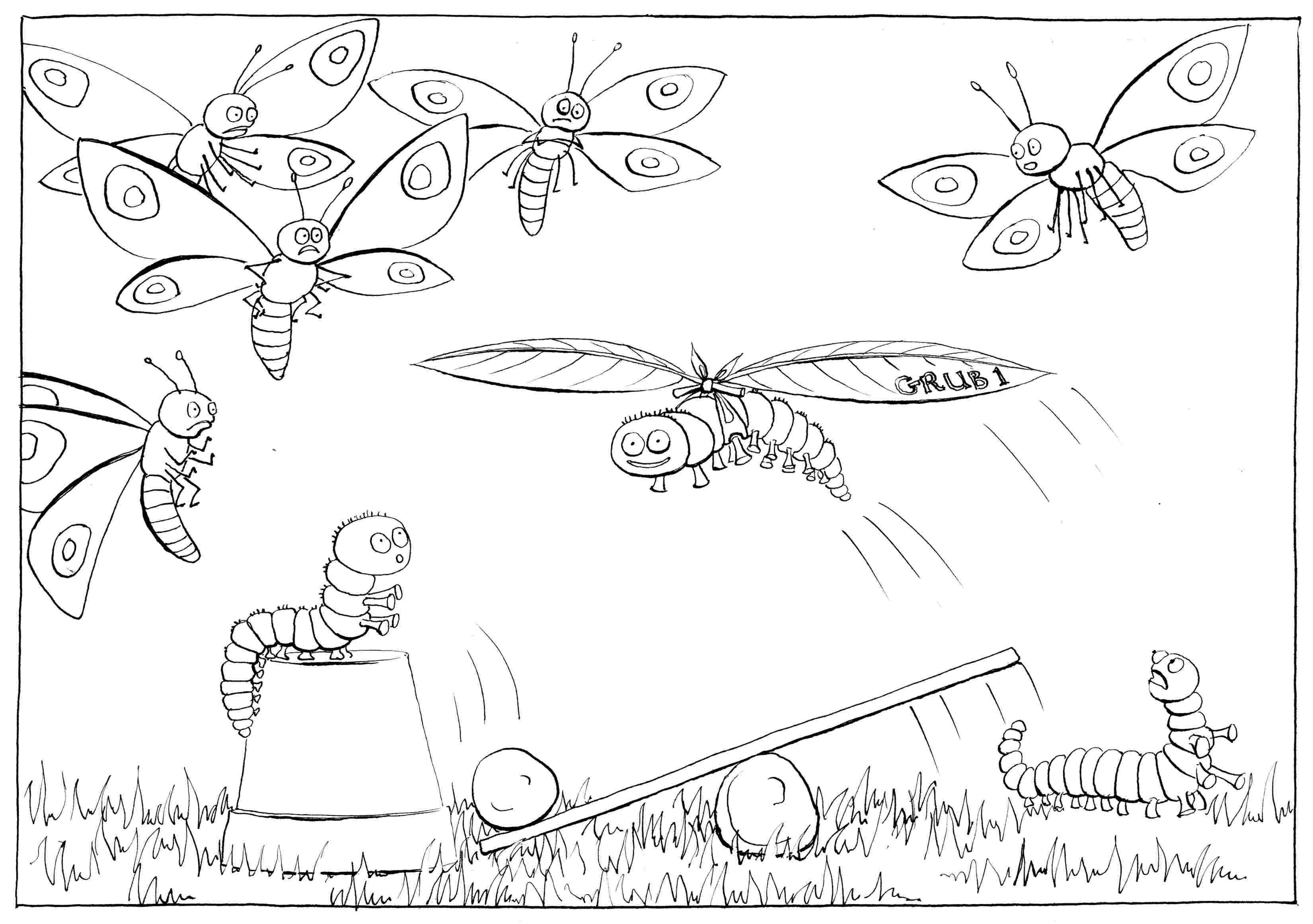 Learning to Fly: part I - colouring-in drawing - to download, right click and save, print out and colour in!