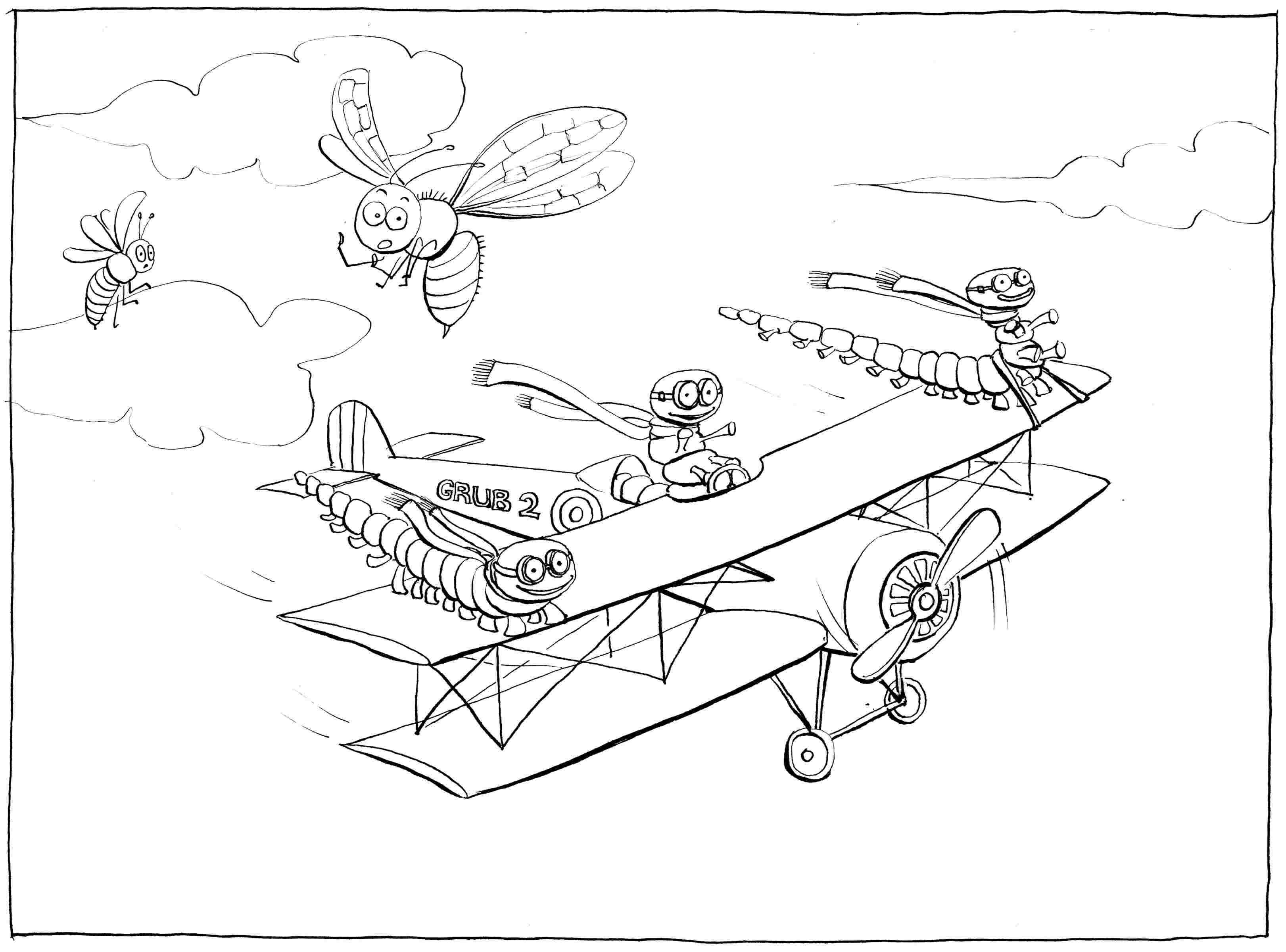Learning to Fly: part II - colouring-in drawing - to download, right click and save, print out and colour in!