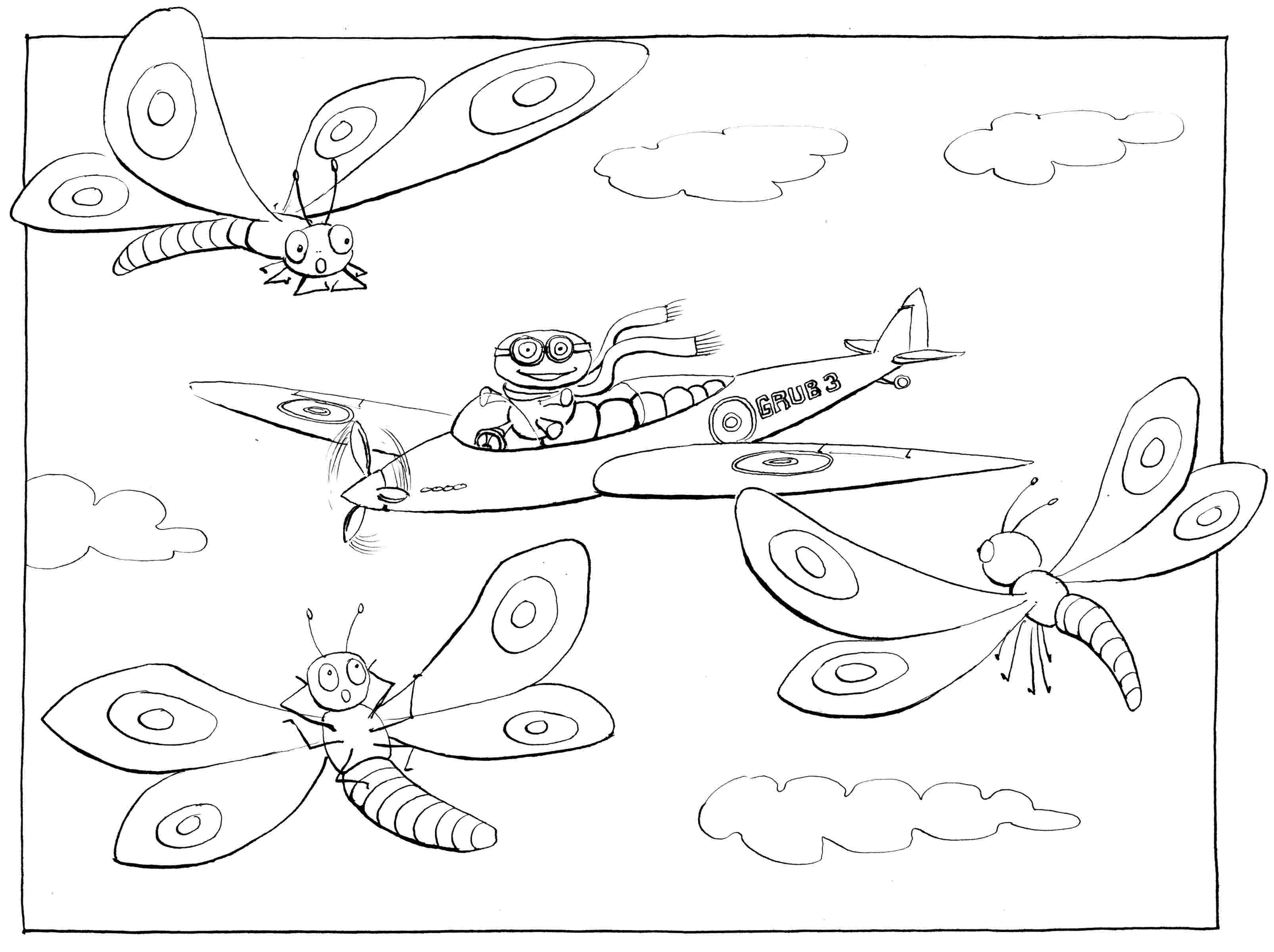 Learning to Fly: part III - colouring-in drawing - to download, right click and save, print out and colour in!