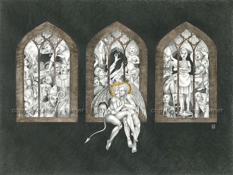 The Marriage of Heaven and Hell - drawing by Nancy Farmer