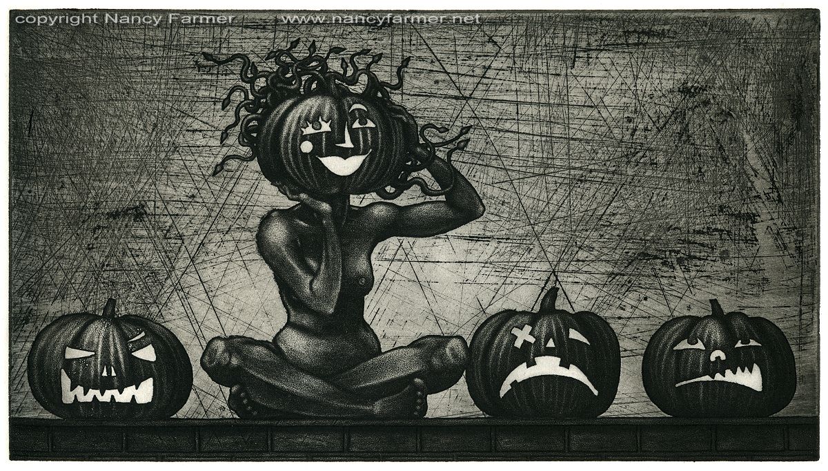 'Medusa and the Pumpkins?' - Etching