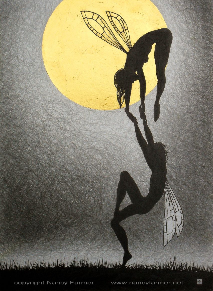 'Moonlit February'- drawing in gold leaf and pencil