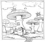 Mushroom Residence - colouring-in drawing by Nancy Farmer