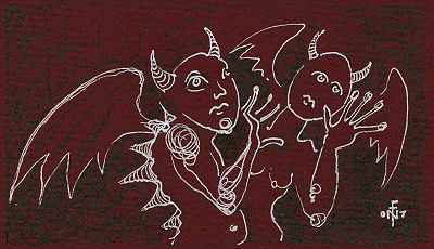 Permanent Sketch 2: Demon Surprize - drawing by nancy Farmer