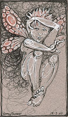 Permanent Sketch 11: Playful Fairy - drawing by nancy Farmer
