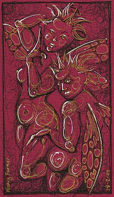 Permanent Sketch 16: Two Fairies - drawing by nancy Farmer