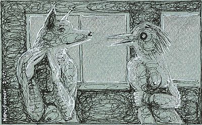 Permanent Sketch 26: Flirty Animals - drawing by nancy Farmer