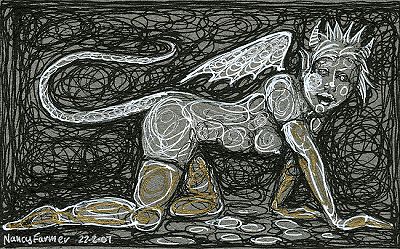 Permanent Sketch 35: Slinking She-Devil - drawing by nancy Farmer