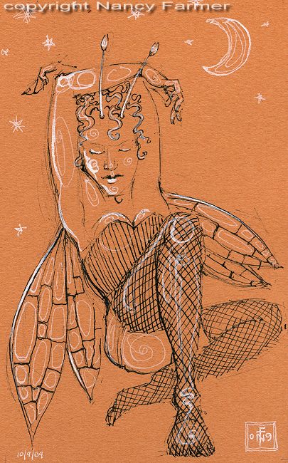 Permanent Sketch 42: Moonlight Fairy - drawing by nancy Farmer