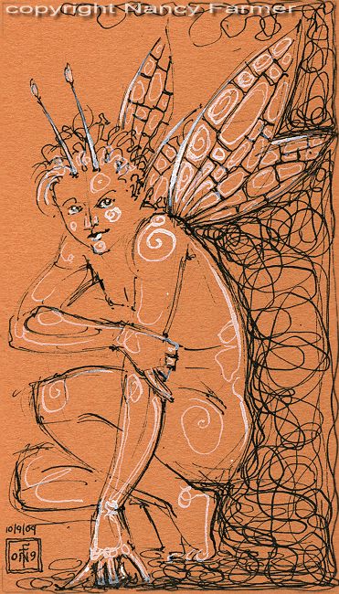 Permanent Sketch 43: Little Orange Fairy - drawing by nancy Farmer