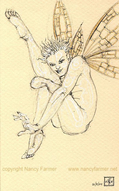 Permanent Sketch 61: Mischievous Sprite - drawing by nancy Farmer