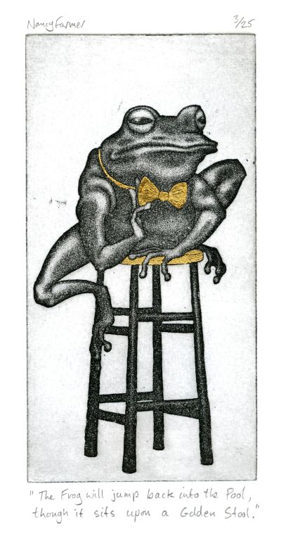 Proverbs in Gold 5: 'The Frog will jump back into the Pool, though it sits upon a Golden Stool'