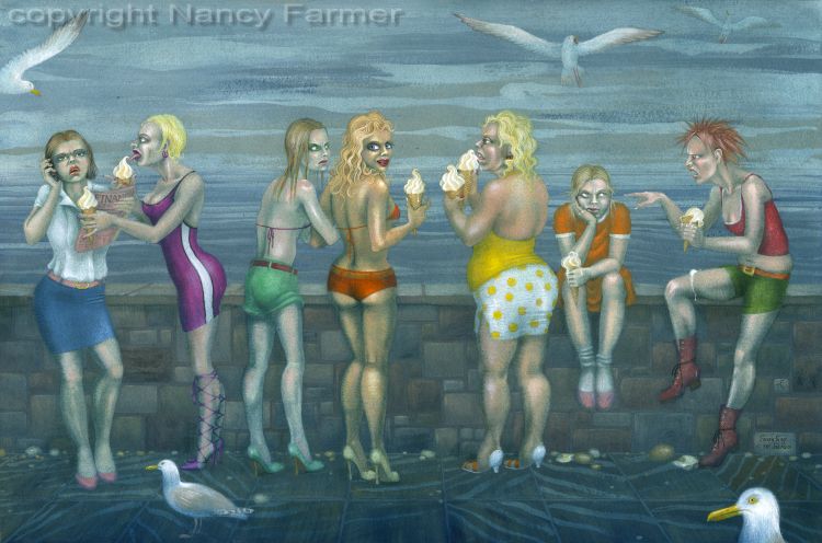 Seven Sins at the Seaside - painting by Nancy Farmer