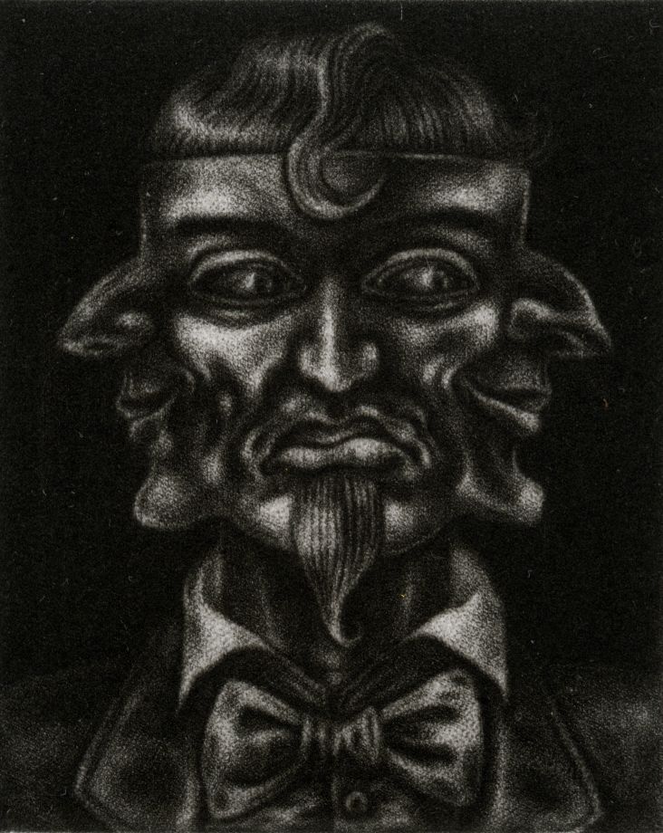 close-up of mezzotint print