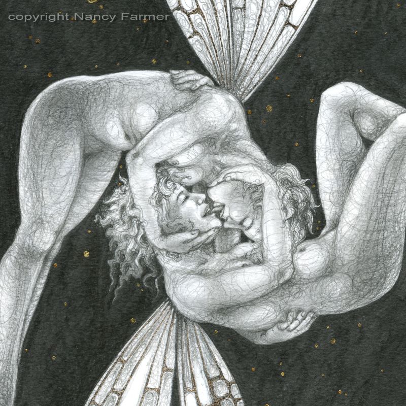 Starlit Kiss - close-up of drawing by Nancy Farmer