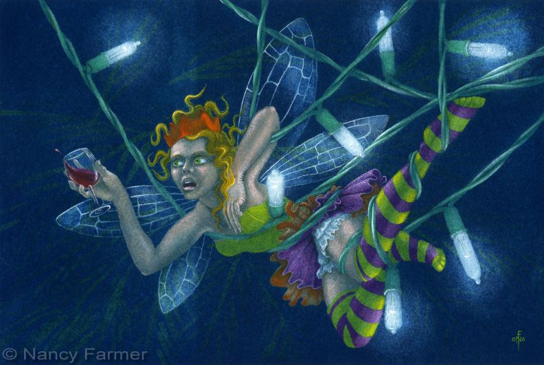 Painting and artwork by Nancy Farmer: Trouble with Fairy Lights
