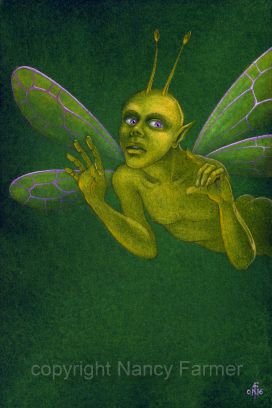 Wise Ugly Yellow Fairy - painting by Nancy Farmer